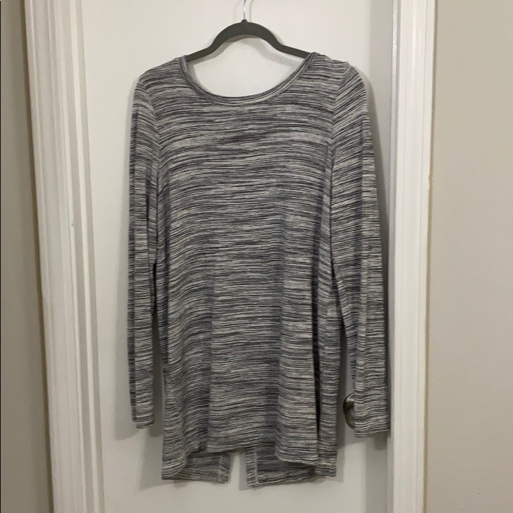 Buttery soft fleece lined long sweater w/ zip back